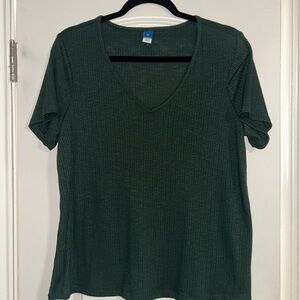 Old Navy Dark Green Ribbed Short Sleeve Top